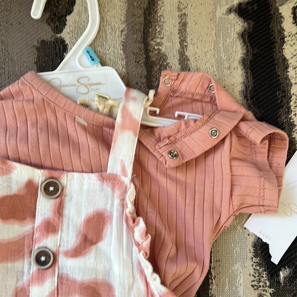 Jessica Simpson Baby Rose Cream Tie Dye Overalls 3/6 Months - Picture 5 of 6